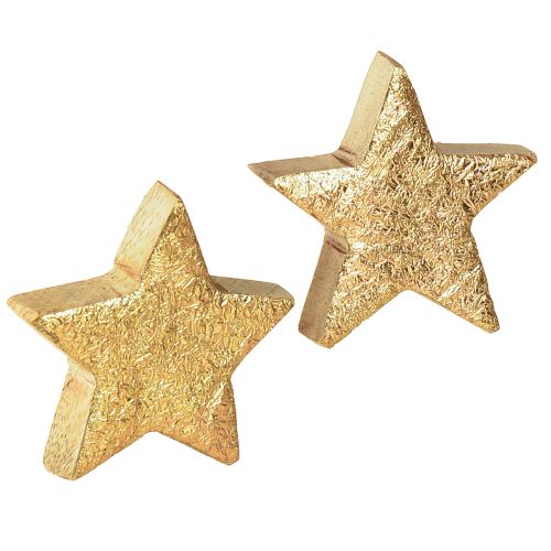 Großhandel Deko Sterne Holzsterne Gold Natur Mangoholz Ø5cm 12 St für Eventplaner