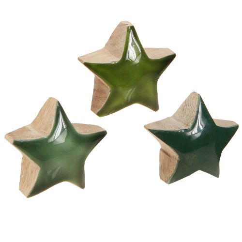 Großhandel Deko Sterne Holzsterne Grün 3cm 9 St Streudeko Tischdeko Weihnachten Mango