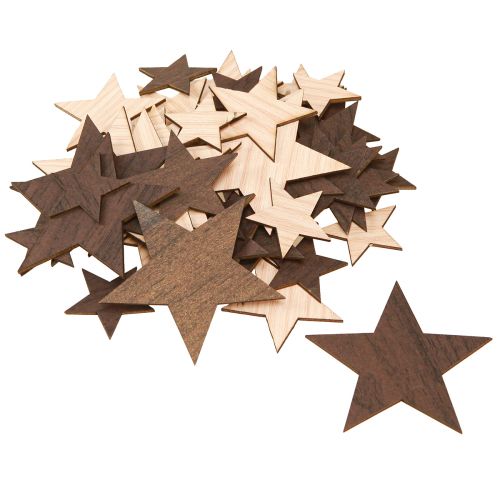 Artikel Deko Sterne Weihnachten Natur Braun Ø3,5–5,5cm 48er-Set für festliche Stimmung