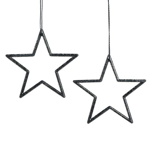 Artikel Deko Sterne zum Hängen Schwarz Glitter Ø7,5cm 40 Stück für festliche Akzente