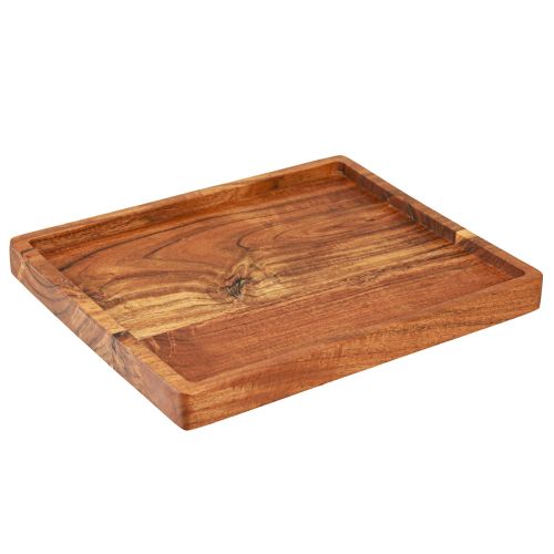 Artikel Deko Tablett aus Akazienholz geölt 30x25cm, Serviertablett hochwertig, Landhausstil