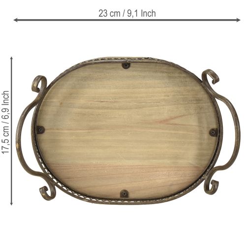 Artikel Deko Tablett oval 23cm x 17,5cm x 7,5cm Braun