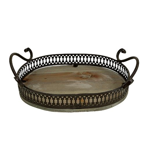 Artikel Deko Tablett oval 23cm x 17,5cm x 7,5cm Braun