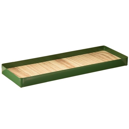 Großhandel Deko Tablett Metall Holzboden Grün 41×14cm Dekoration