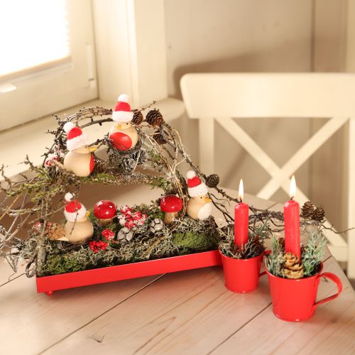 Großhandel Deko Tablett rechteckig Rot Metalltablett mit Füßen 30×15cm