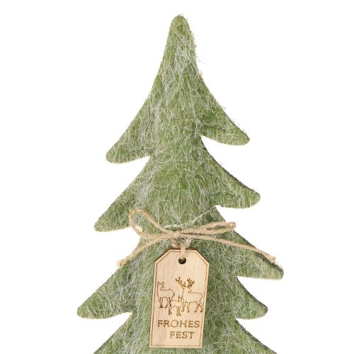 Floristik21 Deko Tannenbaum aus Filz Grün 32 cm mit Anhänger im 3er-Set