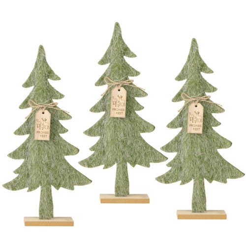 Floristik21 Deko Tannenbaum aus Filz Grün 32 cm mit Anhänger im 3er-Set