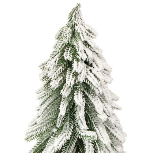Floristik21 Beschneiter Deko Tannenbaum mit Sockel aus Rinde 50cm Naturlook für Winter-Floristik