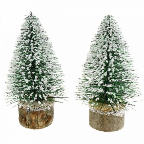Floristik21 Weihnachtliche Dekoration, Deko-Tannenbaum, Mini-Tanne Grün beschneit H15cm Ø9,5cm 6 St