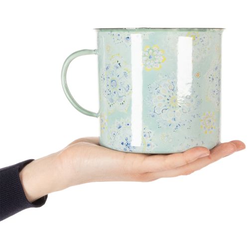 Deko Tasse Pflanztopf Mandala emailliert Ø13cm H12cm | Floristik21.de