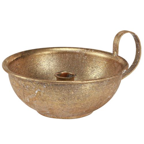 Floristik21 Deko Tasse mit Kerzenhalter Gold Ø17cm für Stabkerzen im Glam Look