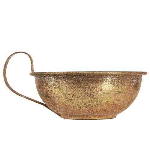 Floristik21 Deko Tasse mit Kerzenhalter Gold Ø17cm für Stabkerzen im Glam Look