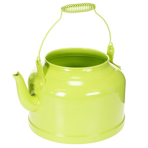Deko-Teekanne Metall Apfelgrün - Blumen-Übertopf - Ø20cm H15cm - Vielseitige Gartendeko und Geschenkidee einkaufen | Floristik21.de