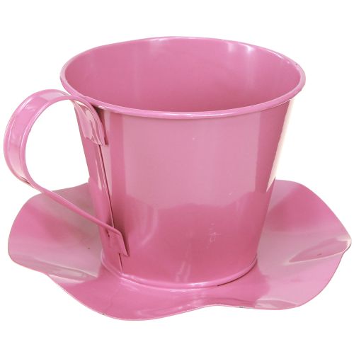 Artikel Deko Teetasse Rosa Metall Ø12 H10cm mit Unterteller 8 St