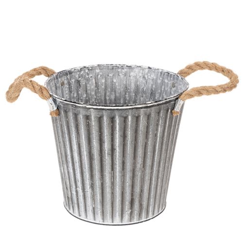 Deko-Topf zum Bepflanzen, Metalltopf mit Henkeln, Metalldeko Shabby Chic Ø21,5cm