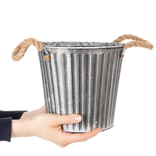 Deko-Topf zum Bepflanzen, Metalltopf mit Henkeln, Metalldeko Shabby Chic Ø21,5cm | Floristik21.de