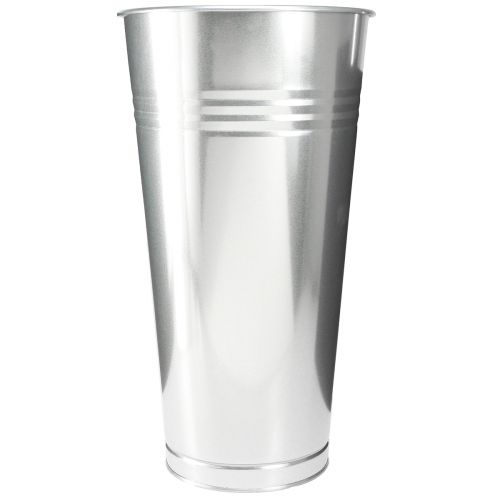 Artikel Deko Vase Metall Konische Bodenvase Silber 49cm 18L Eleganz Modern