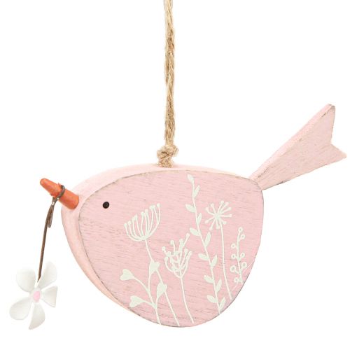 Floristik21 Deko Vogel Frühlingsdeko Hängedeko Holz Rosa 15×8,5cm