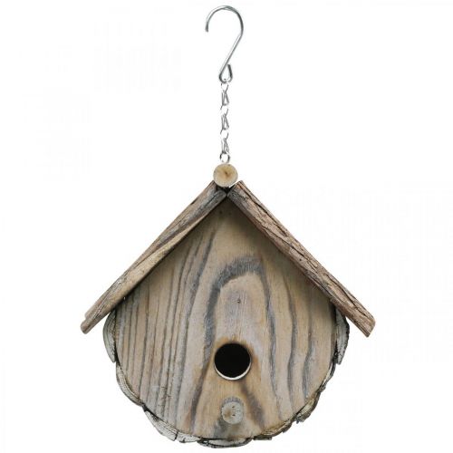 Floristik21 Deko-Vogelhaus, Holzdeko, Nistkasten mit Rinde Natur, Weiß gewaschen H23cm B25cm