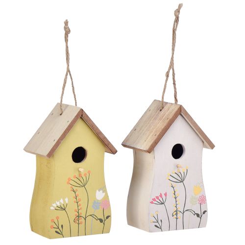 Artikel Deko Vogelhäuschen Holz Weiß Gelb 13cm 2 St - Floristik21
