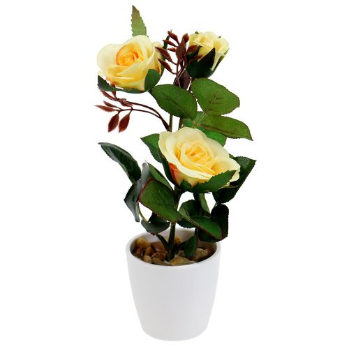 Floristik21 Deko-Rose im Topf Gelb 23cm