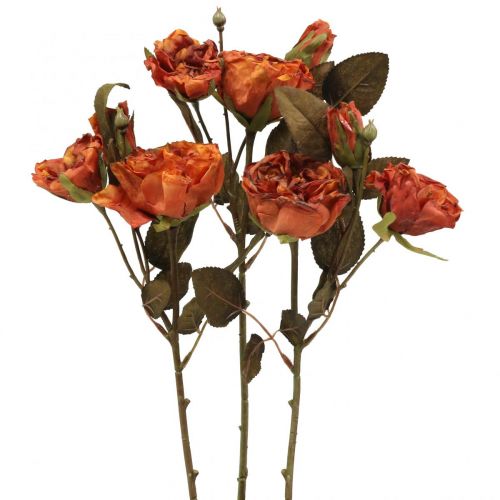 Floristik21 Deko Rosen Blumenstrauß Kunstblumen Rosenstrauß Orange 45cm 3 St