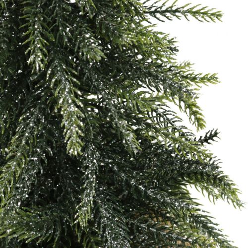 Floristik21 Deko Weihnachtsbaum Mini Tanne Jutesack Glitzer, Grün 26cm