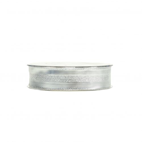 Artikel Deko Band Silber mit Streifen 25mm 20m