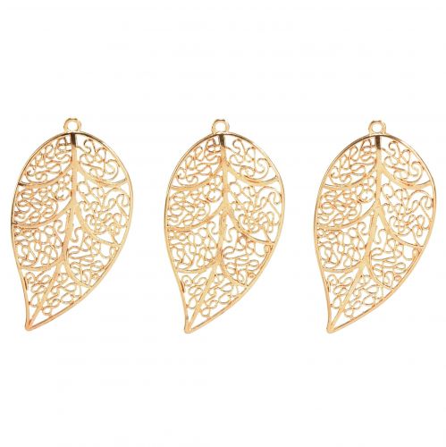 Floristik21 Deko Blätter zum Hängen Metall Deko Gold 5,5cm 24 St