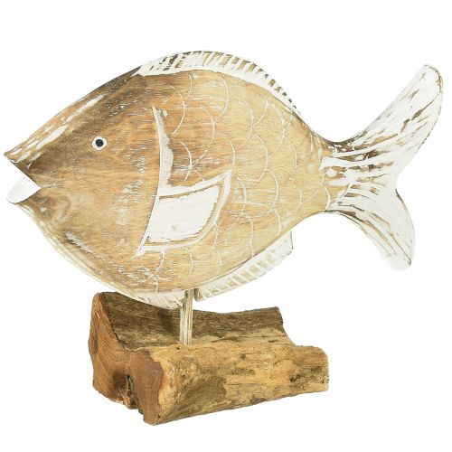 Floristik21 Deko-Fisch Holz Aufsteller auf Wurzel Maritime Deko 27cm