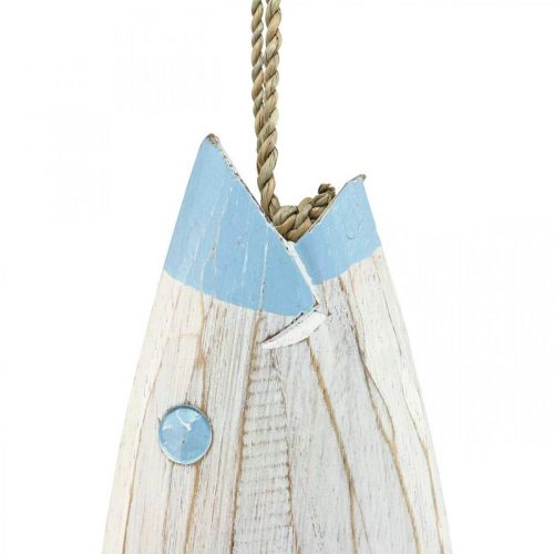 Deko Fisch Holz Holzfisch zum Aufhängen Hellblau H57,5cm
