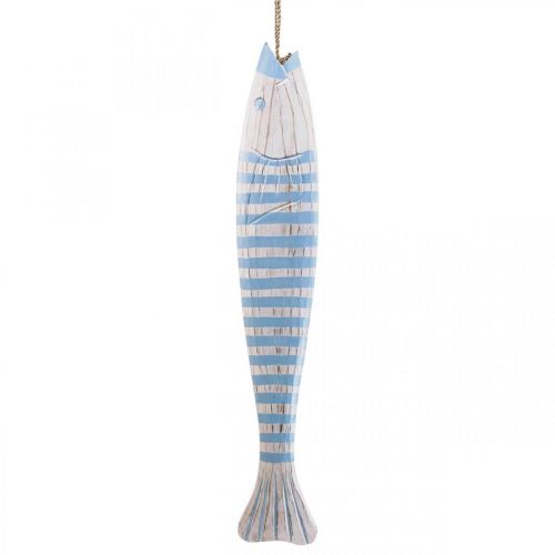 Floristik21 Deko Fisch Holz Holzfisch zum Aufhängen Hellblau H57,5cm