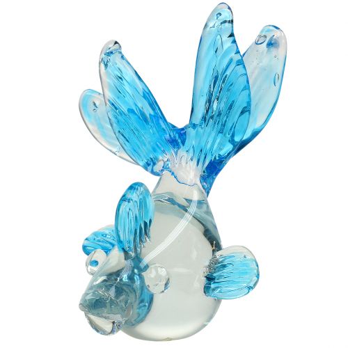 Floristik21 Deko-Fisch aus Glas klar, Blau 15cm
