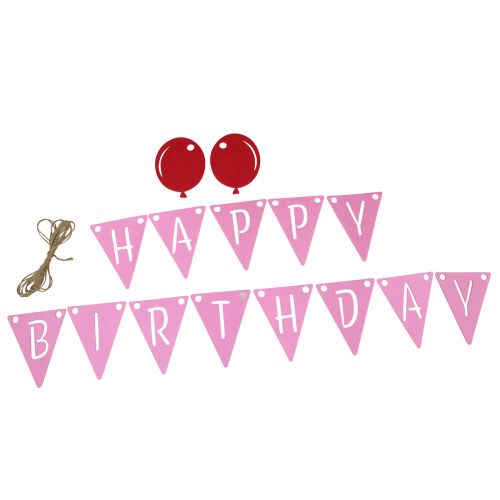 Deko Geburtstag Wimpelkette Girlande aus Filz Rosa Pink 300cm