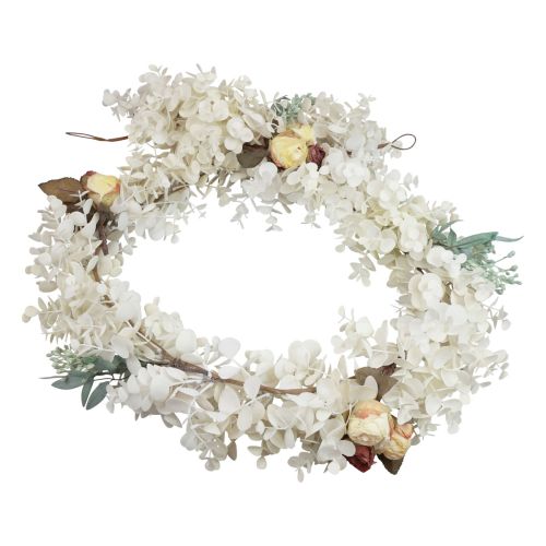 Artikel Deko Girlande Pflanzengirlande Eukalyptus künstliche Rosen Dry Optik 170cm Gebleicht
