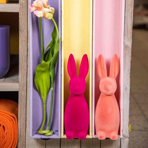 Floristik21 Deko Hase Deko-Osterhase – 2. Wahl – Beflockt Pink H29,5cm 2 St