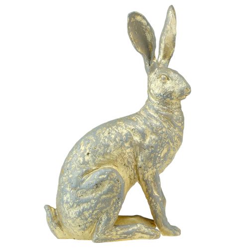 Floristik21 Deko Hase Sitzend Grau Gold Vintage Ostern 20,5x11x37cm