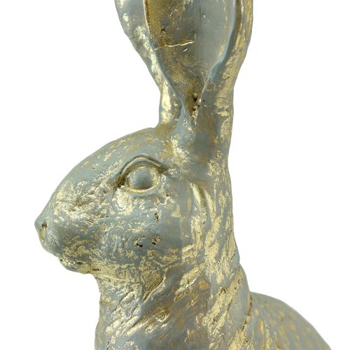 Floristik21 Deko Hase Sitzend Grau Gold Vintage Ostern 20,5x11x37cm