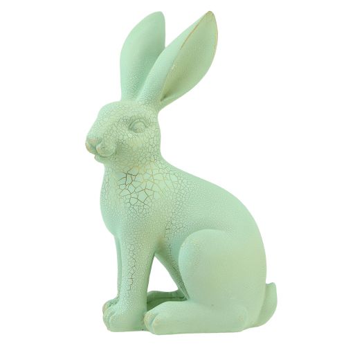 Floristik21 Deko Hase sitzend Grün Gold Krakelee Tischdeko H23,5cm