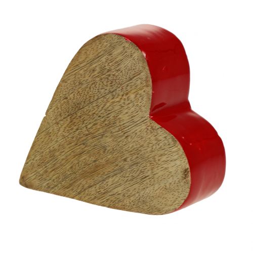 Artikel Deko Herz Holz Rot, Natur 11cm x 9,5cm