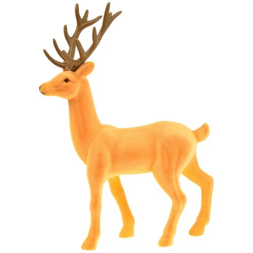 Artikel Deko Hirsch Rentier Gelb Braun Dekofigur Beflockt 37cm