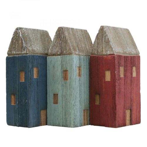 Floristik21 Deko Holzhäuser Shabby Chic Maritime Deko H14cm 3St