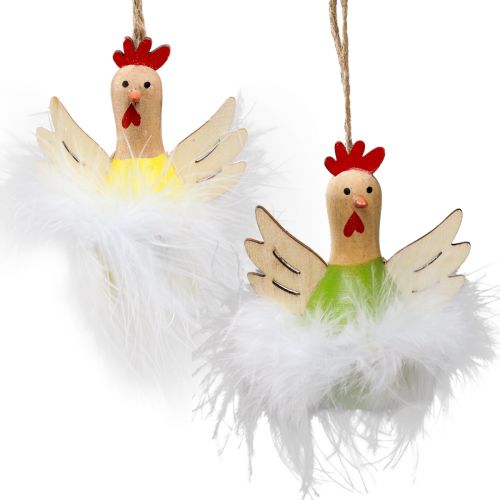 Deko Hühner Osterdeko zum Hängen Holz Deko H8cm 6St