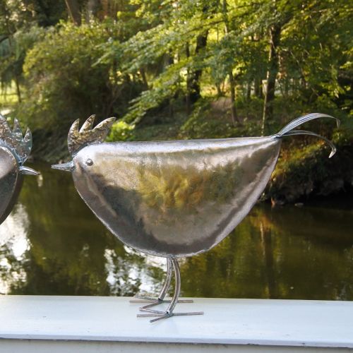 Deko Huhn Metalldeko Metall Vogel Metallic Rosé 51×16×36cm