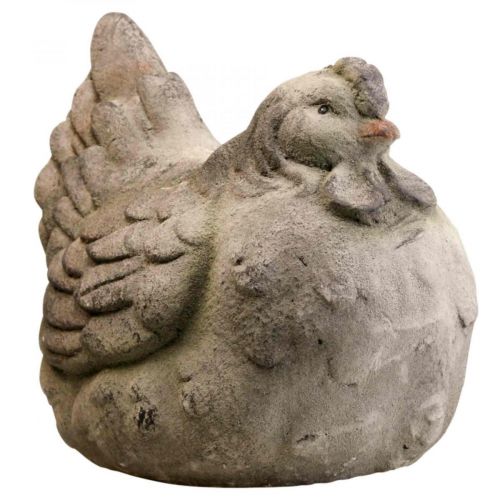 Floristik21 Deko Huhn groß Grau Keramik Vintage Frühlingsdeko 30cm