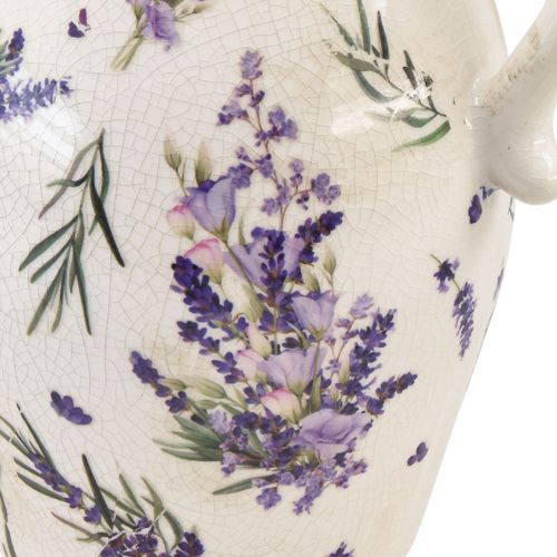 Floristik21 Deko Krug Steingut Lavendel Lila Creme Tischdeko H21cm