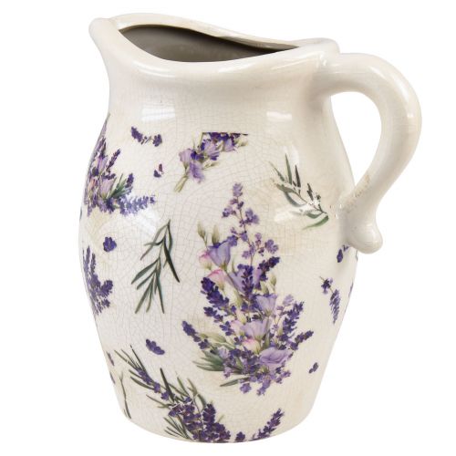 Floristik21 Deko Krug Steingut Lavendel Lila Creme Tischdeko H21cm