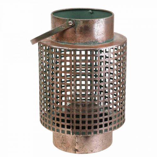 Deko Laterne Windlicht Metall mit Henkel Rosé Ø18cm H29cm