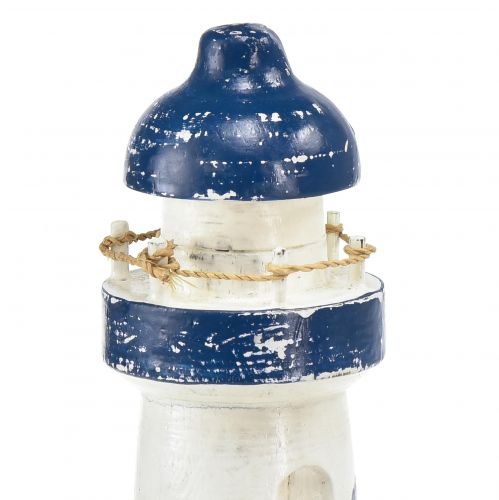 Floristik21 Deko Leuchtturm Holz Blau Weiß Maritim Ø7,5cm H19cm