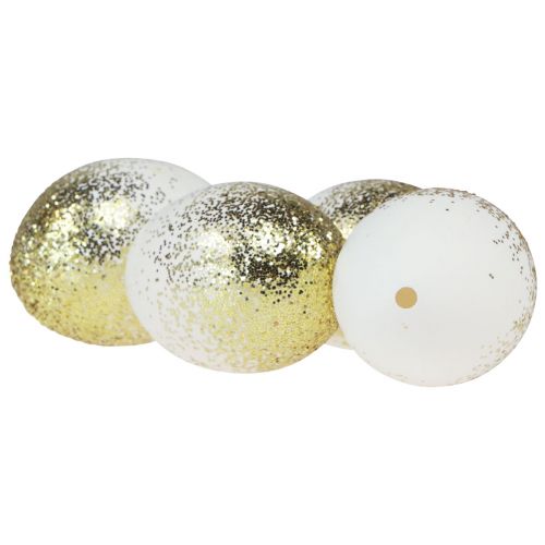 Artikel Deko Ostereier echtes Gänseei Weiß mit Gold-Glitter H7,5–8,5cm 10 St